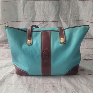 Marino Orlandi Italian Leather Large Tote turquoise blue very good condition